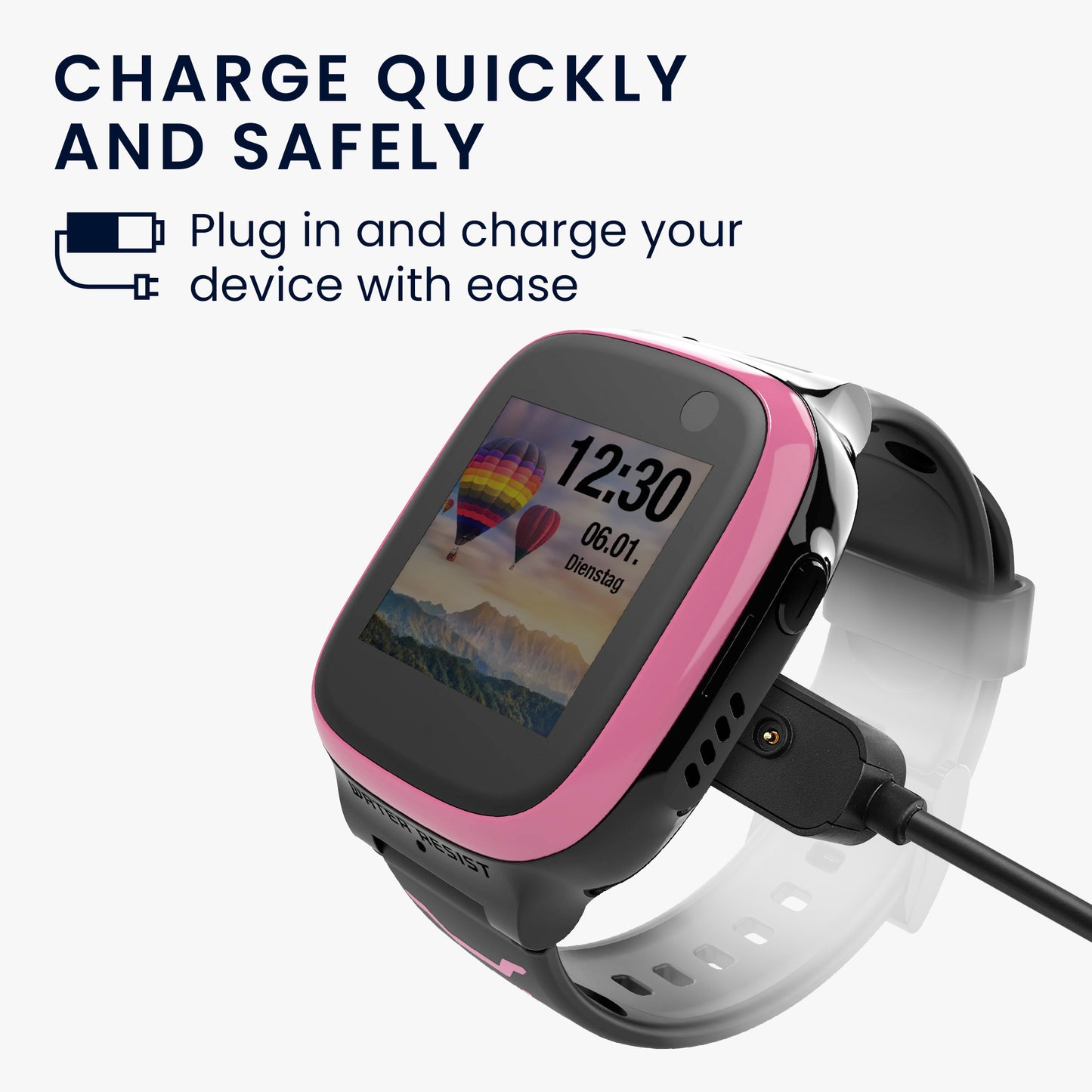 kwmobile Compatible for XPLORA X5 / X5 Play / X4 USB Charging Cable Charger for Smart Watch Fitness Tracker Replacement Cable