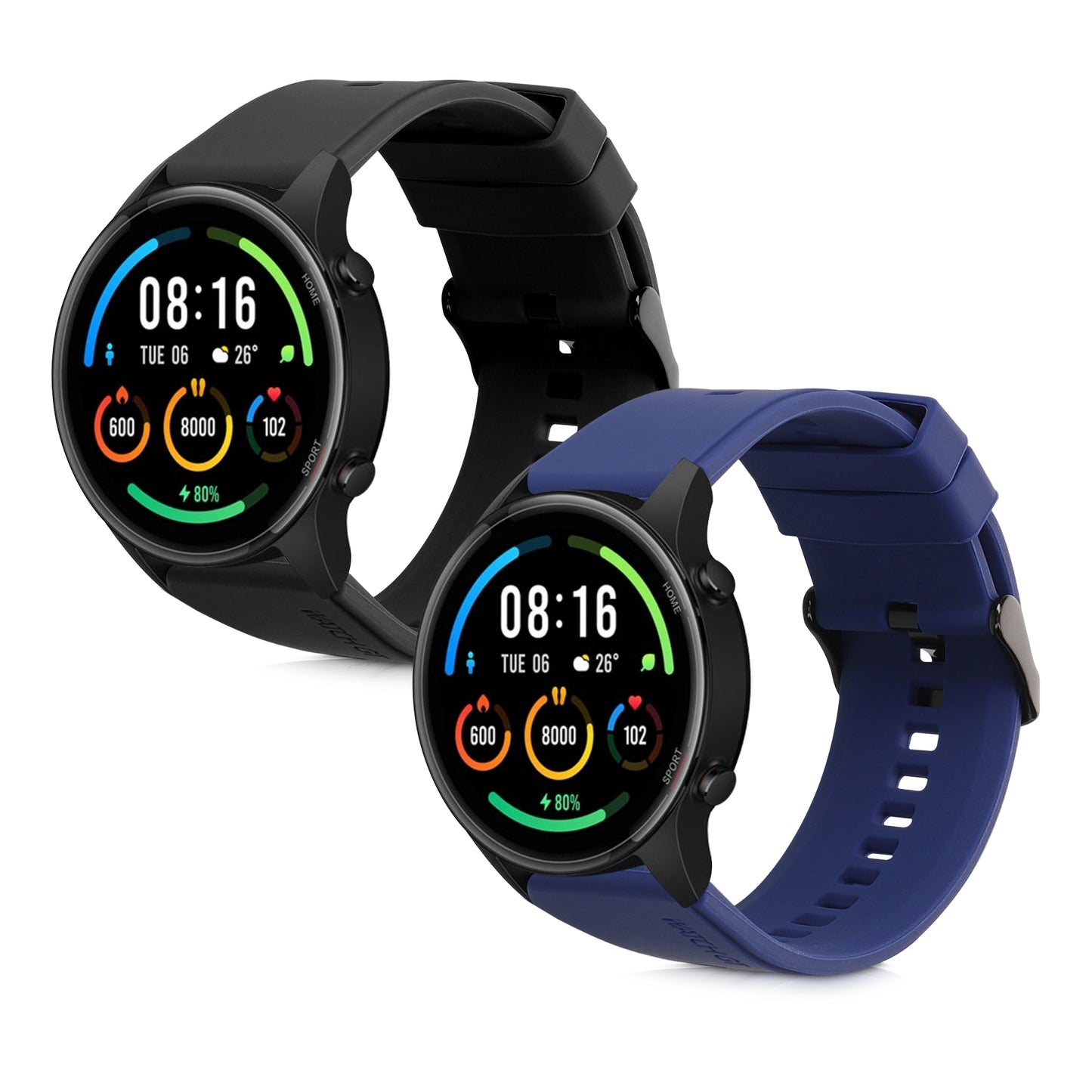 kwmobile Sport Strap compatible with Xiaomi Watch S4/S4 Sport/S3/S2/Watch S1 Active/Redmi Watch 5 Active Fitness Tracker Band Set