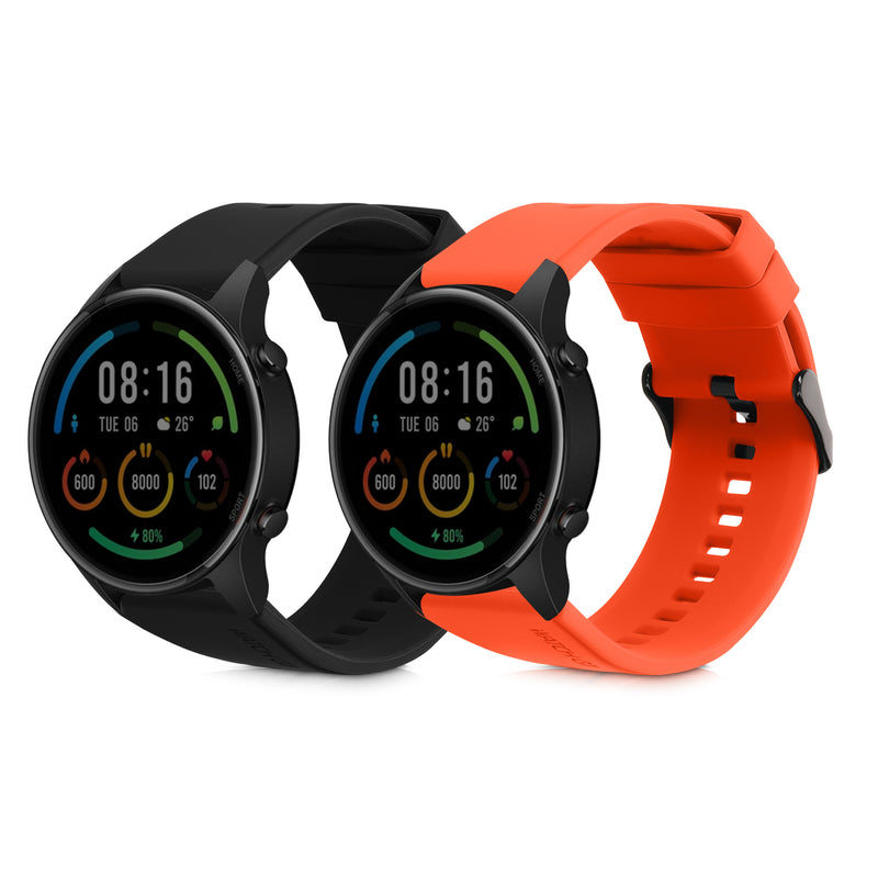 kwmobile Sport Strap compatible with Xiaomi Watch S4/S4 Sport/S3/S2/Watch S1 Active/Redmi Watch 5 Active Fitness Tracker Band Set