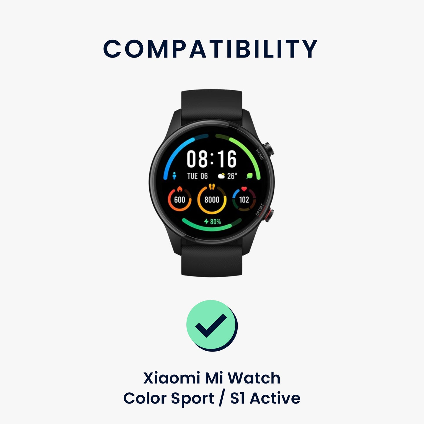kwmobile Sport Strap compatible with Xiaomi Watch S4/S4 Sport/S3/S2/Watch S1 Active/Redmi Watch 5 Active Fitness Tracker Band Set
