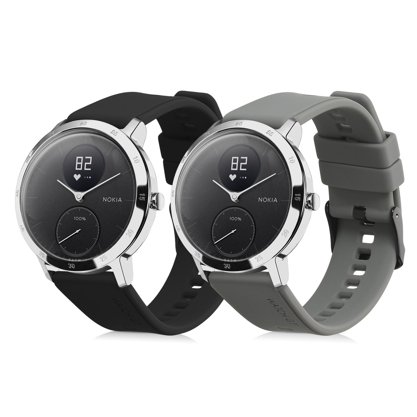 kwmobile Watch Strap for Withings ScanWatch 42mm / Steel HR 40mm / ScanWatch Horizon Wristband Fitness Tracker Band Set Replacement Strap Smartwatch