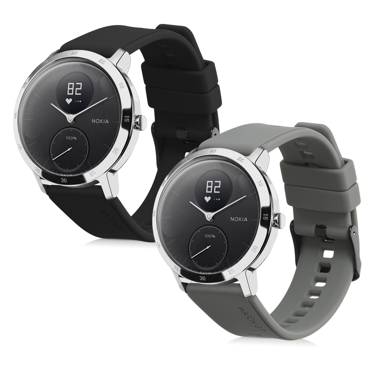 kwmobile Watch Strap for Withings ScanWatch 42mm / Steel HR 40mm / ScanWatch Horizon Wristband Fitness Tracker Band Set Replacement Strap Smartwatch