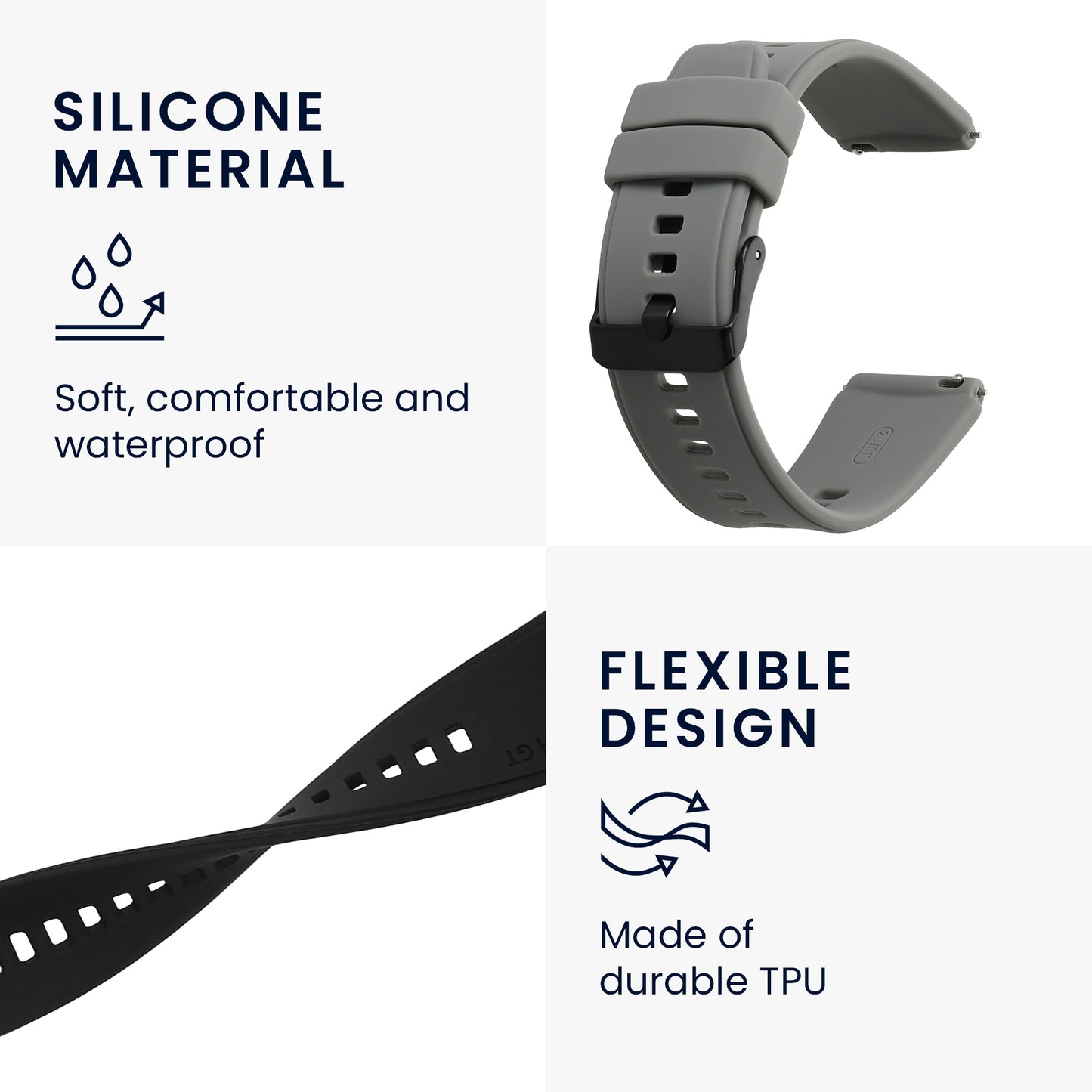 kwmobile Watch Strap for Withings ScanWatch 42mm / Steel HR 40mm / ScanWatch Horizon Wristband Fitness Tracker Band Set Replacement Strap Smartwatch