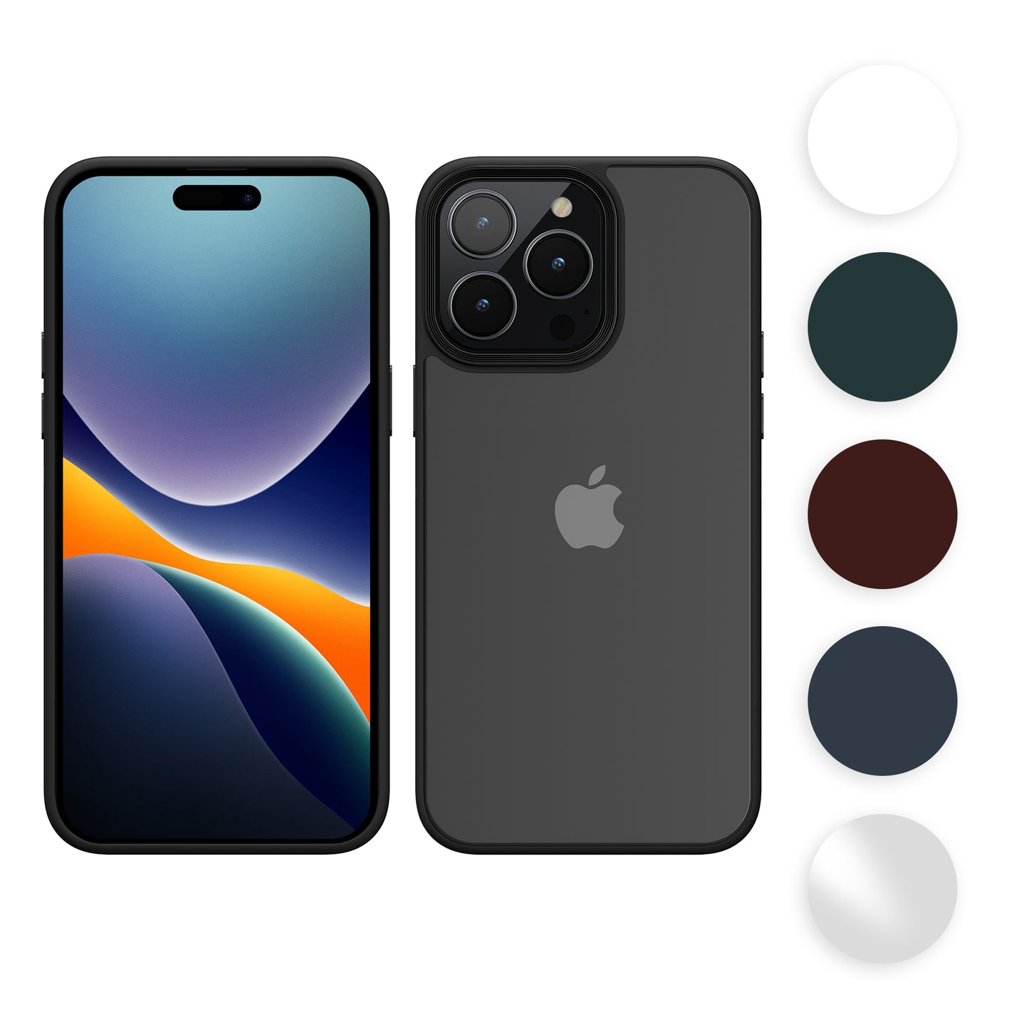 kwmobile Hülle für das iPhone 14 Pro Max Hülle - Transparente Hartschale - Stoßfeste Handyhülle aus Weichem TPU Silikon - Schwarz Matt Transparent Schwarz  