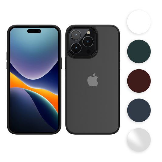 kwmobile Hülle für das iPhone 14 Pro Max Hülle - Transparente Hartschale - Stoßfeste Handyhülle aus Weichem TPU Silikon - Schwarz Matt Transparent Schwarz  