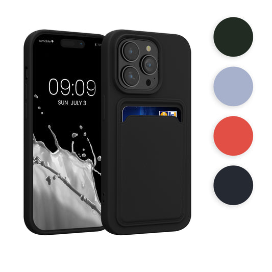 kwmobile Handyhülle kompatibel mit Apple iPhone 14 Pro Hülle - Handy Cover mit Fach für Karten - in Dunkelblau Dunkelblau  