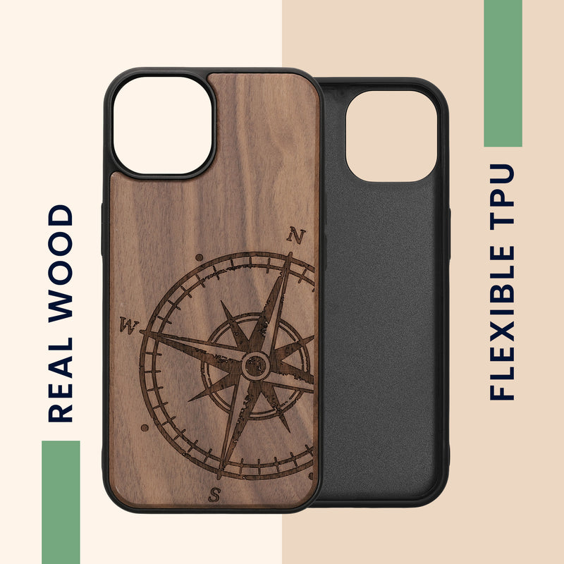 kwmobile Case Compatible with Apple iPhone 14 Phone Cover TPU Phone Case Compass Vintage