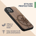 kwmobile Case Compatible with Apple iPhone 14 Phone Cover TPU Phone Case Compass Vintage