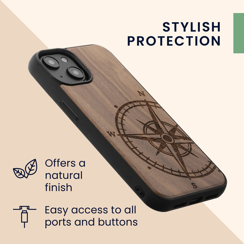 kwmobile Case Compatible with Apple iPhone 14 Phone Cover TPU Phone Case Compass Vintage