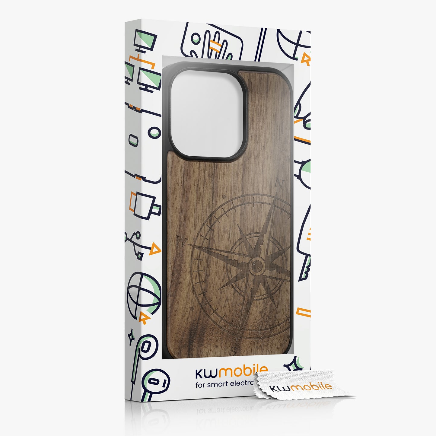 kwmobile Case Compatible with Apple iPhone 14 Pro Phone Cover TPU Phone Case Compass Vintage
