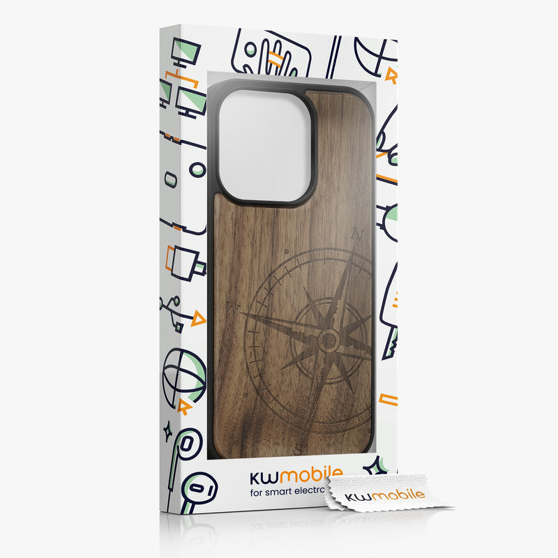 kwmobile Case Compatible with Apple iPhone 14 Pro Phone Cover TPU Phone Case Compass Vintage