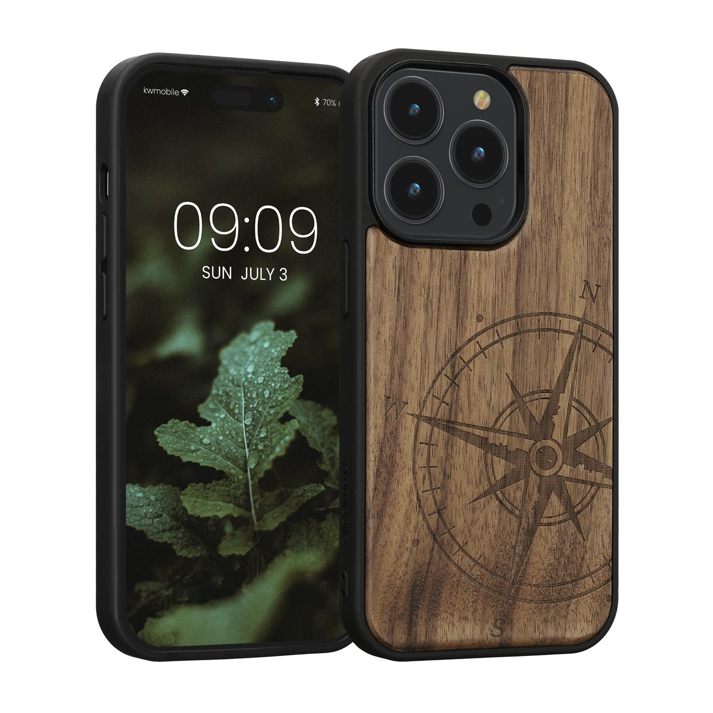 kwmobile Case Compatible with Apple iPhone 14 Pro Phone Cover TPU Phone Case Compass Vintage