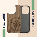 kwmobile Case Compatible with Apple iPhone 14 Pro Phone Cover TPU Phone Case Compass Vintage