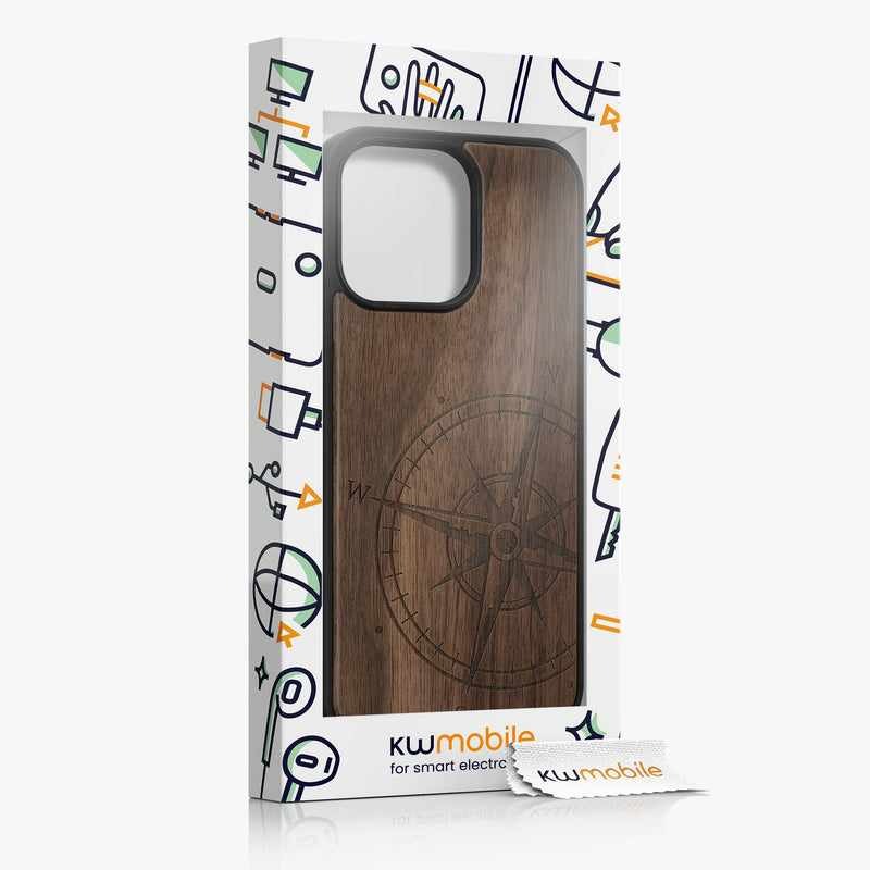 kwmobile Case Compatible with Apple iPhone 14 Pro Max Phone Cover TPU Phone Case Compass Vintage