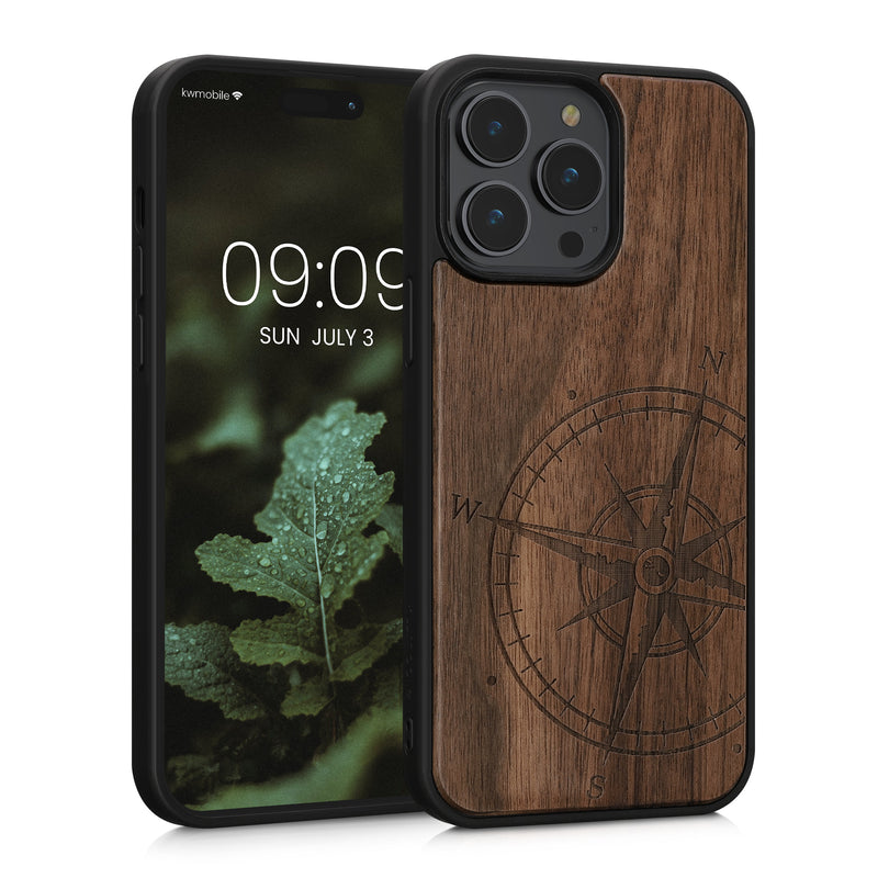 kwmobile Case Compatible with Apple iPhone 14 Pro Max Phone Cover TPU Phone Case Compass Vintage