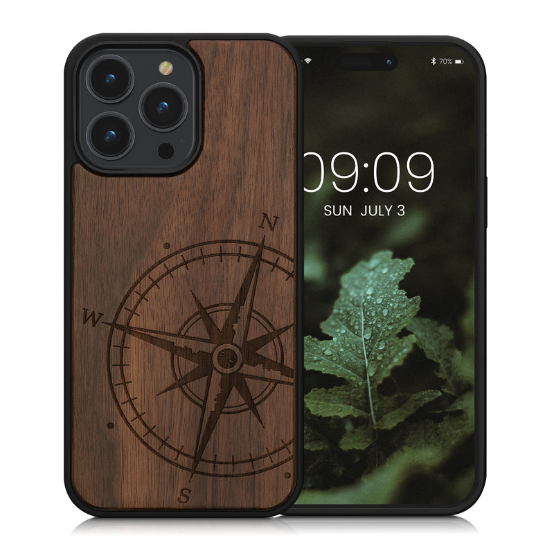 kwmobile Case Compatible with Apple iPhone 14 Pro Max Phone Cover TPU Phone Case Compass Vintage