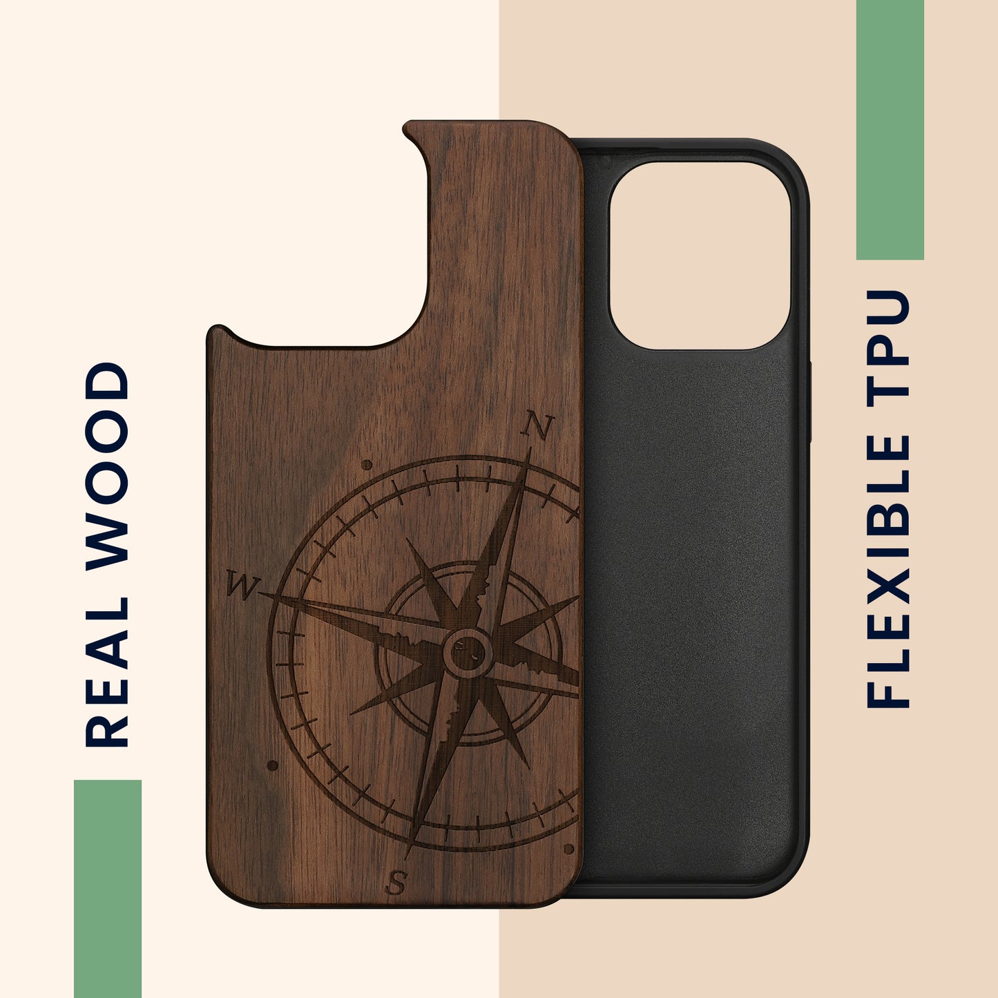 kwmobile Case Compatible with Apple iPhone 14 Pro Max Phone Cover TPU Phone Case Compass Vintage