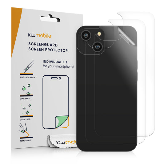 kwmobile 3x Schutzfolie Rückseite kompatibel mit Apple iPhone 14 - Folie Backcover Smartphone - Handyfolie transparent Transparent  