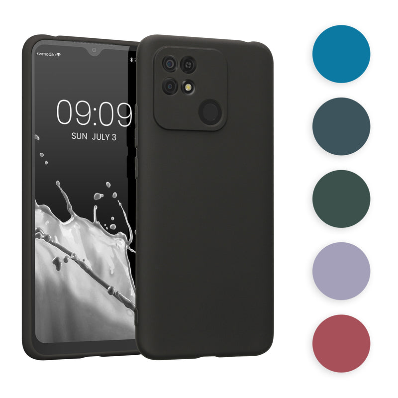 kwmobile Hülle kompatibel mit Xiaomi Redmi 10C Hülle - weiches TPU Silikon Case - Cover geeignet für kabelloses Laden - Schwarz matt Schwarz matt  