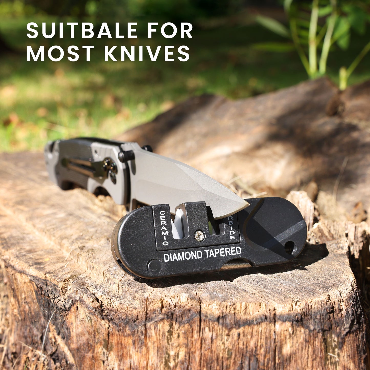 kwmobile Portable Knife Sharpener Sharpening Stone Camping Tool Outdoor Survival Equipment Tungsten Steel Ceramic Sharpener Diamond Rod for Serrated Knives