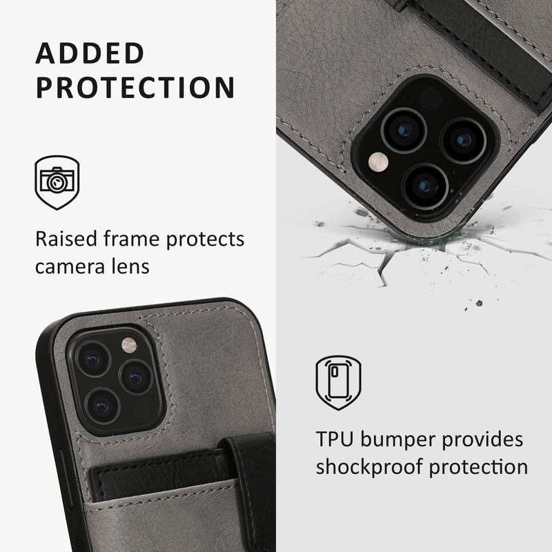 kalibri Case Compatible with Apple iPhone 12 / iPhone 12 Pro - Phone Cover - Detachable Card Slot Case