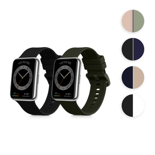 kwmobile 2x Uhrenarmband für Huawei Watch Fit 2 Armband - Fitnesstracker Band Set aus TPU Silikon - Ersatzarmband Smartwatch - Pastellgrün Gelb Pastellgrün  [dsg09]