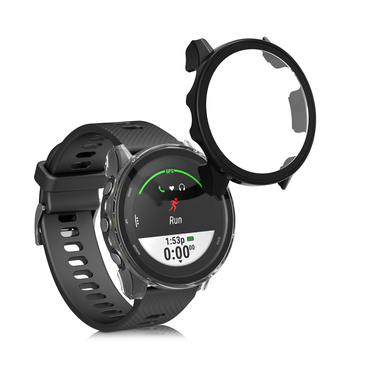 kwmobile Glass Case for Garmin Forerunner 255 / 255 Music Protective Full-body Fitness Tracker Case Set