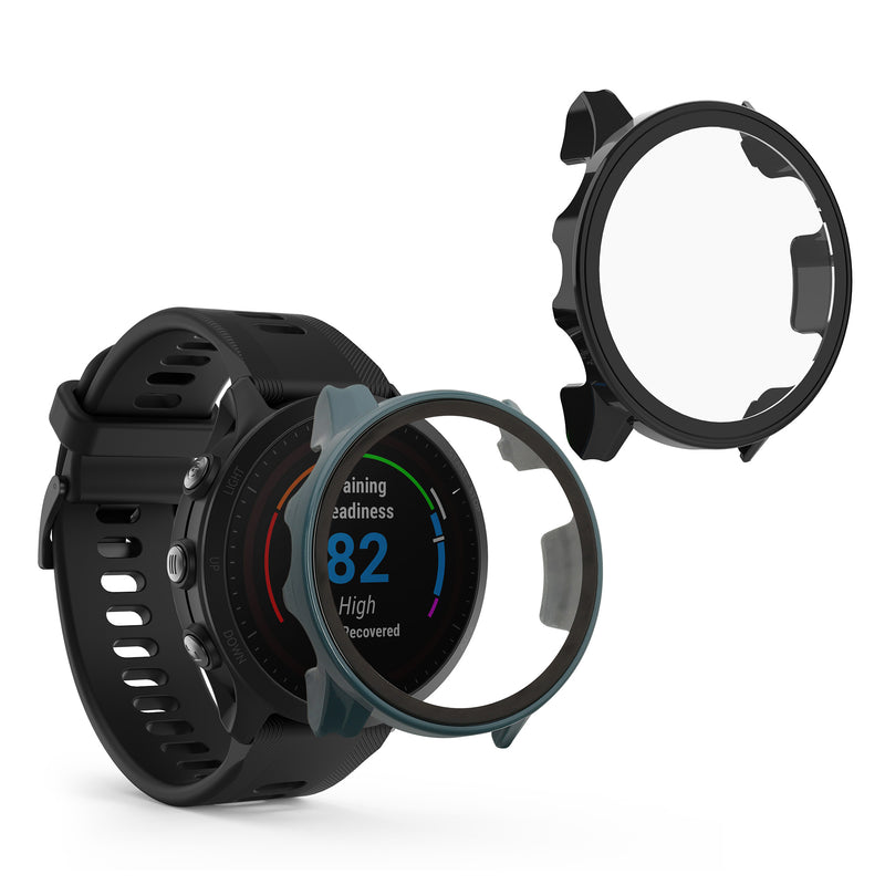 kwmobile Glass Case for Garmin Forerunner 955 Solar Protective Cover Fullbody Fitness Tracker Case Set