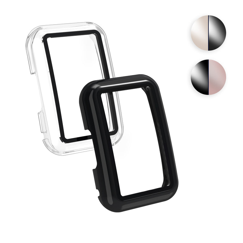 kwmobile 2x Cover kompatibel mit Oppo Watch Free Hülle - Fullbody Fitnesstracker Case Set aus Glas - Schwarz Transparent Schwarz  [dsg01]