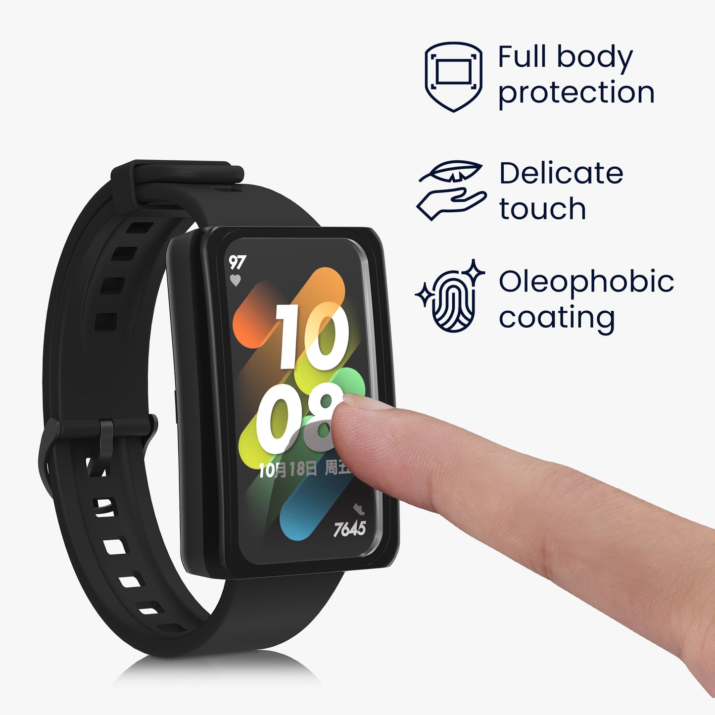 kwmobile Glass Case for HONOR Band 7 / Band 6 / Huawei Band 7 / Band 6 Protective Fullbody Fitness Tracker Case Set