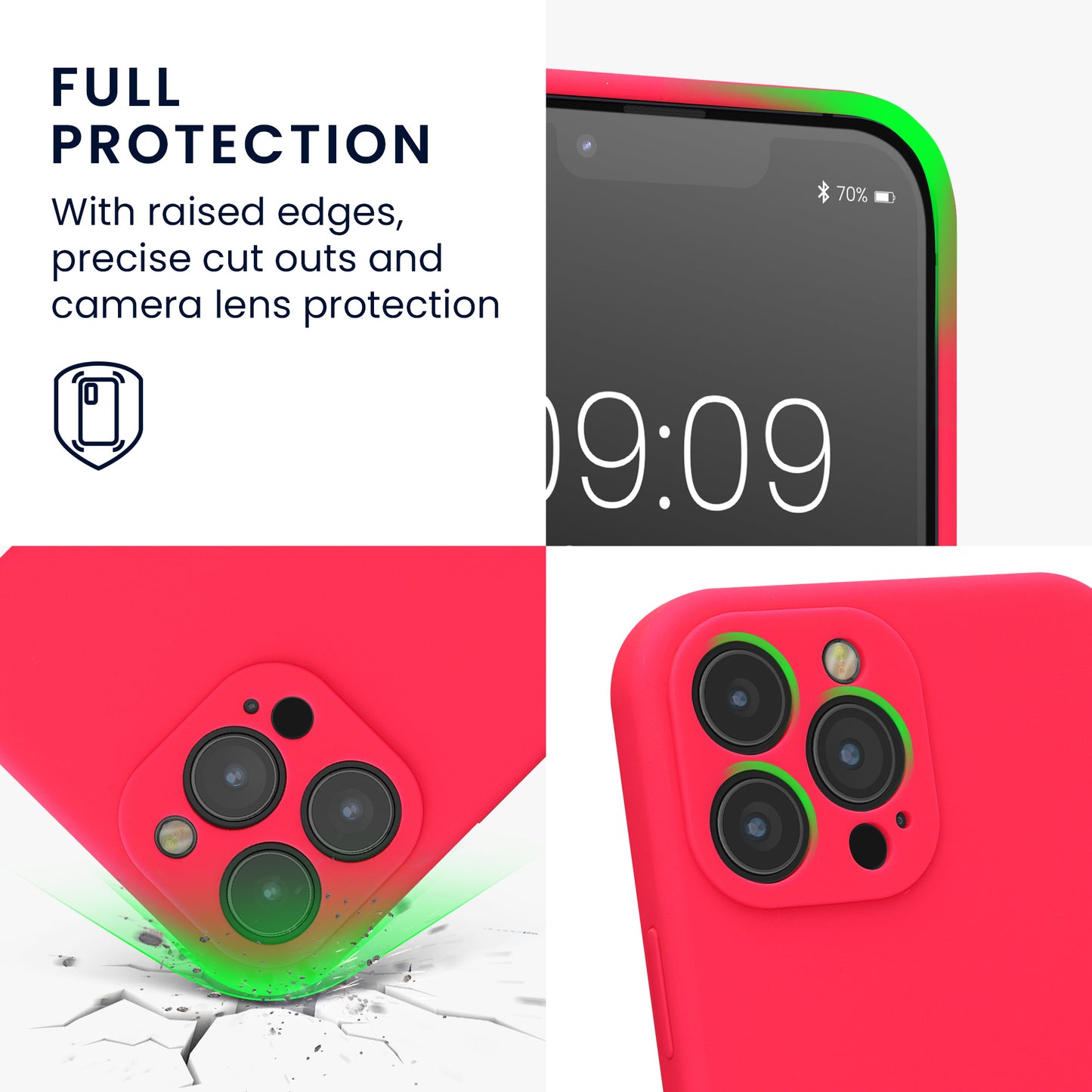 Rubberized Silicone Case with Camera Protection for Apple iPhone 13 Pro Max in Lime Green