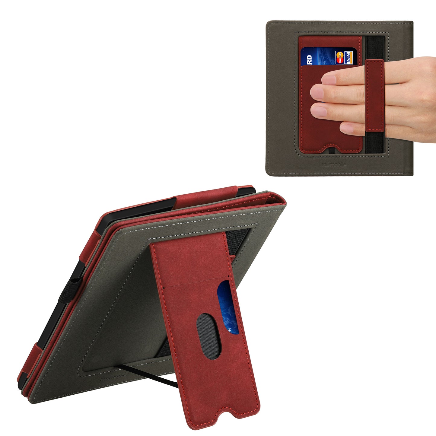 kwmobile Protective Case Compatible with Amazon Kindle Oasis 10th Generation Flip Case - Cover with Hand Strap