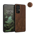 kwmobile Hülle kompatibel mit Xiaomi 12 Lite 5G Hülle - Holz Case - Handy Cover - TPU Handyhülle in Dunkelbraun Aufgehende Sonne Dunkelbraun  [dsg02]
