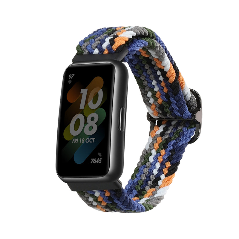 kwmobile Armband kompatibel mit Huawei Band 7 - Nylon Fitnesstracker Sportarmband Band in Dunkelblau Gelb Grau - Innenmaße von 15 - 18,5 cm Dunkelblau  