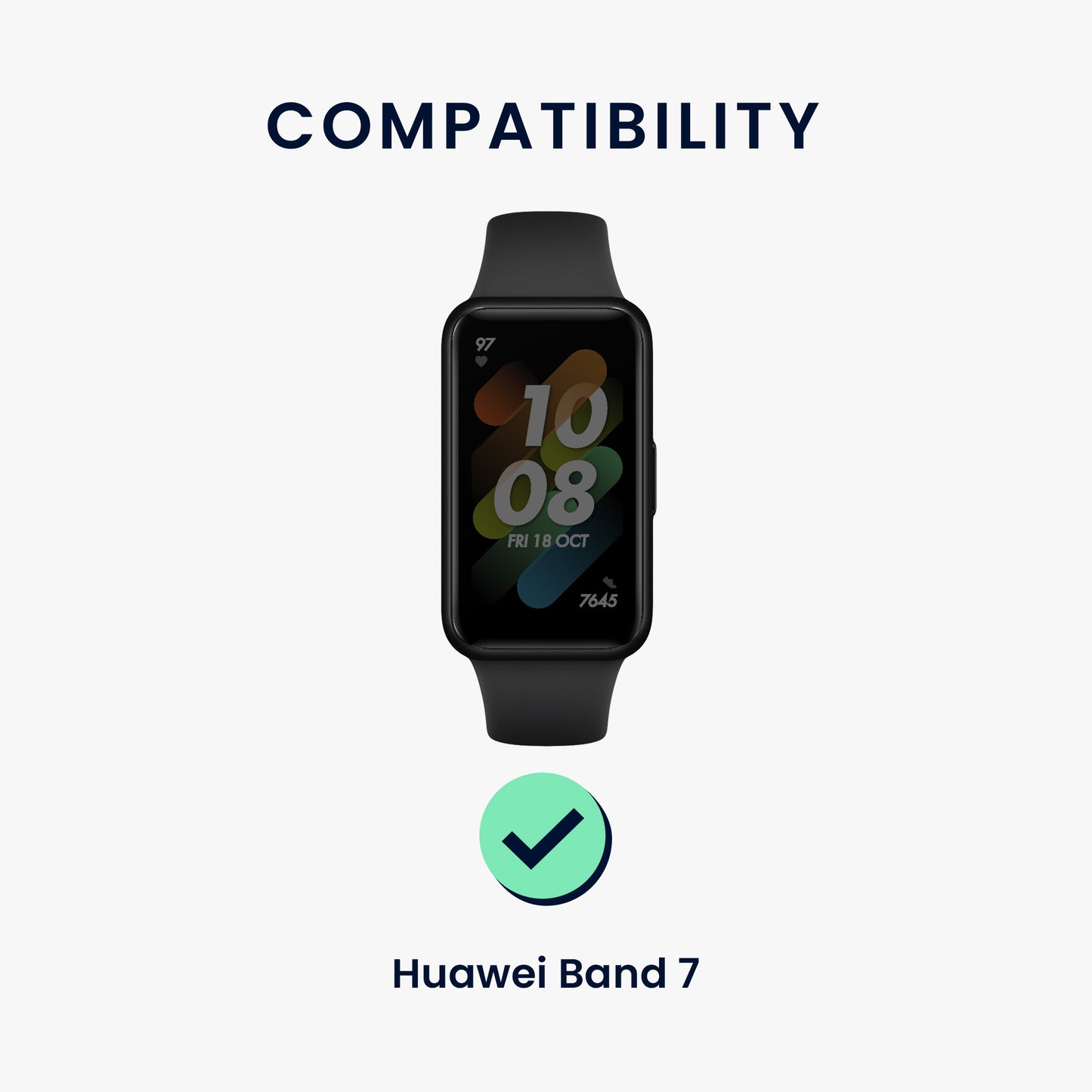 kwmobile Strap Compatible with Huawei Band 7 Fitness Tracker Sports Strap Inner Dimensions from 15 - 18.5 cm