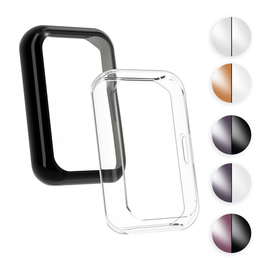 kwmobile 2x Schutzhülle kompatibel mit Huawei Watch Fit 2 Hülle - Fullbody Cover Set aus Silikon - Transparent Gold Transparent  [dsg08]