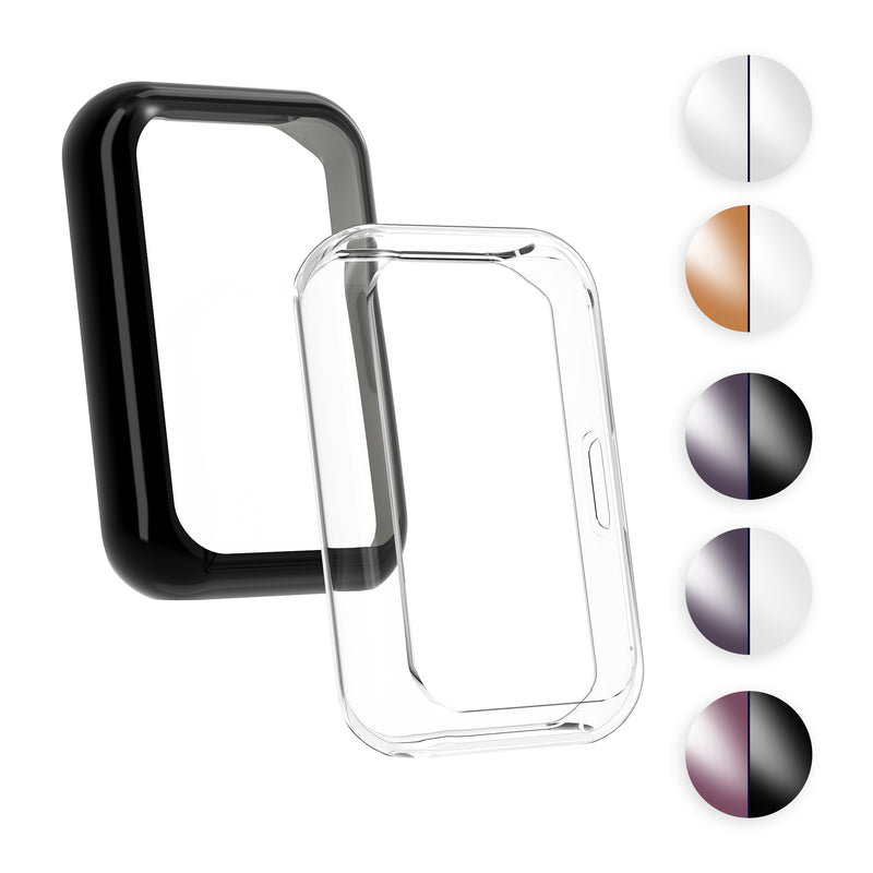 kwmobile 2x Schutzhülle kompatibel mit Huawei Watch Fit 2 Hülle - Fullbody Cover Set aus Silikon - Transparent Gold Transparent  [dsg08]