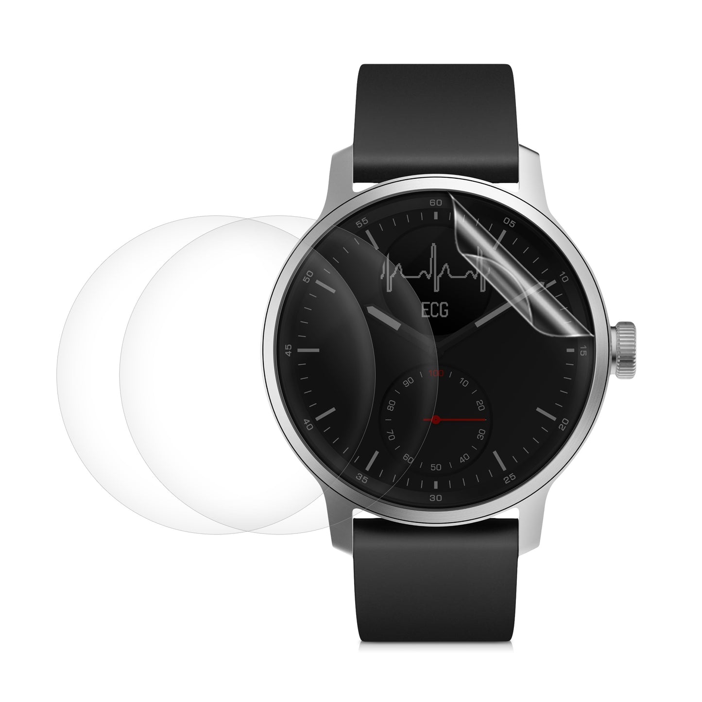 kwmobile 3x Transparente Displayschutzfolie kompatibel mit Withings Scanwatch 42mm - Schutzfolie für Fitness Tracker Displayschutz Transparent  
