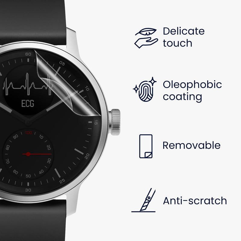 kwmobile Screen Protector compatible with Withings Scanwatch 42mm - Protective Film for Fitness Tracker Display Protection
