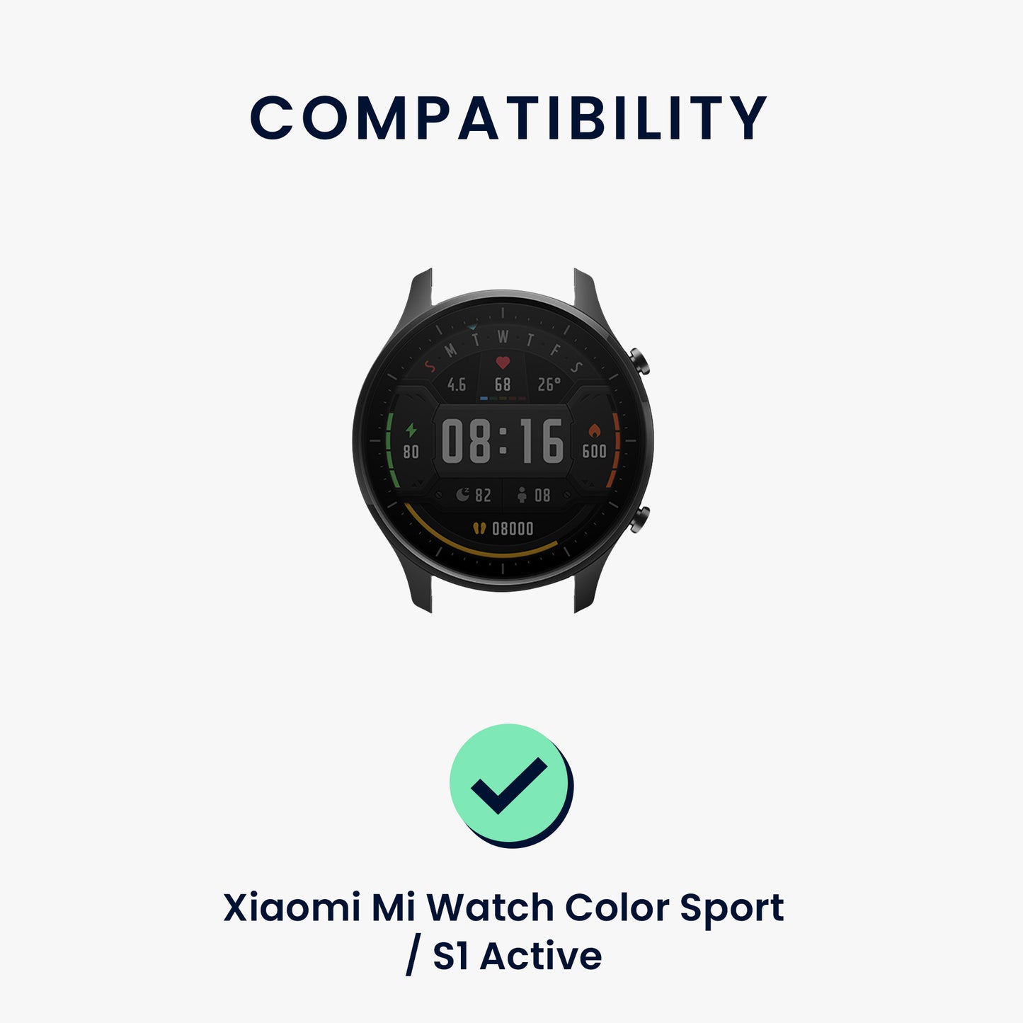 kwmobile Sport Strap compatible with Xiaomi Watch S4/S4 Sport/S3/S2/Watch S1 Active/Redmi Watch 5 Active Fitness Tracker Replacement Band Set