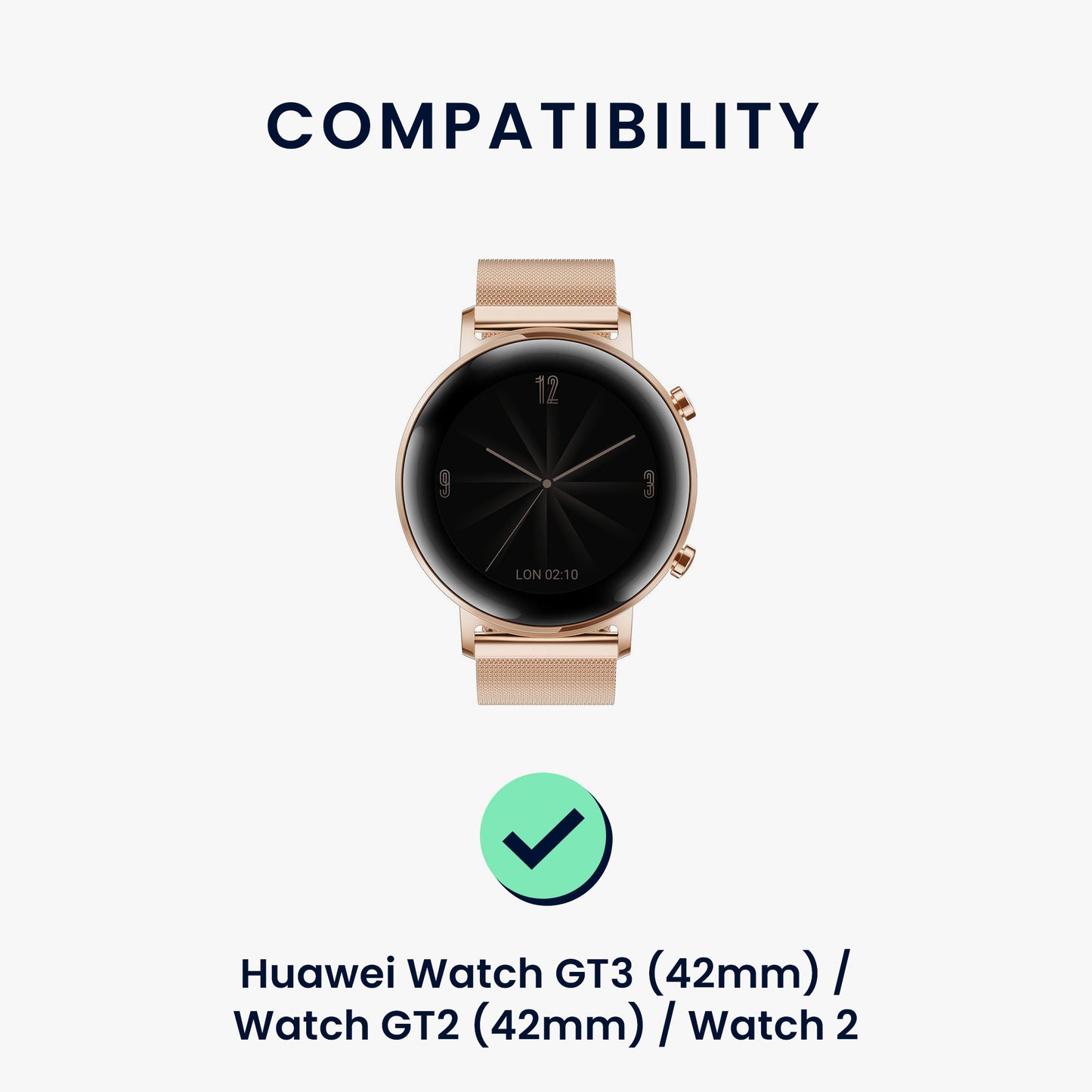 kwmobile Strap compatible with Huawei Watch GT3 (42mm) / Watch GT2 (42mm) / Watch 2 - Fitness Tracker Sport Band - Inner circumference of 19 - 20 cm