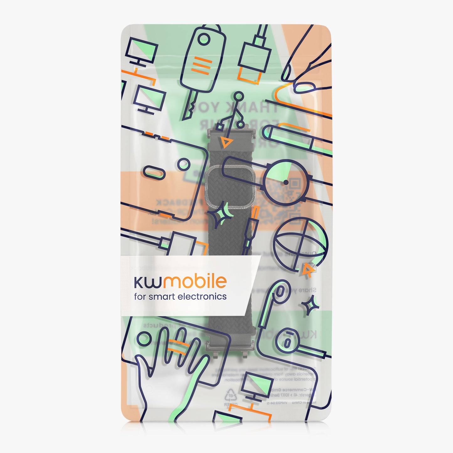 kwmobile Strap compatible with Huami Amazfit T-Rex 2 Fitness Tracker Sports Strap Band Inner Dimensions from 14 - 22 cm
