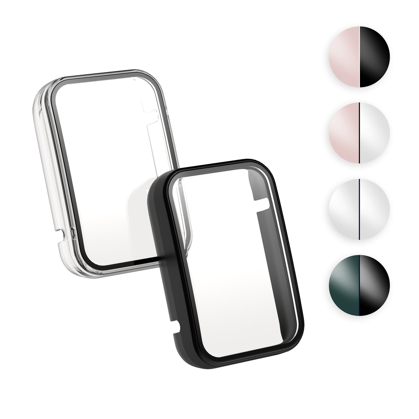 kwmobile 2x Cover kompatibel mit Xiaomi Mi Band 7 Pro Hülle - Fullbody Fitnesstracker Case Set aus Glas - Schwarz Vintage Pink Schwarz  [dsg02]