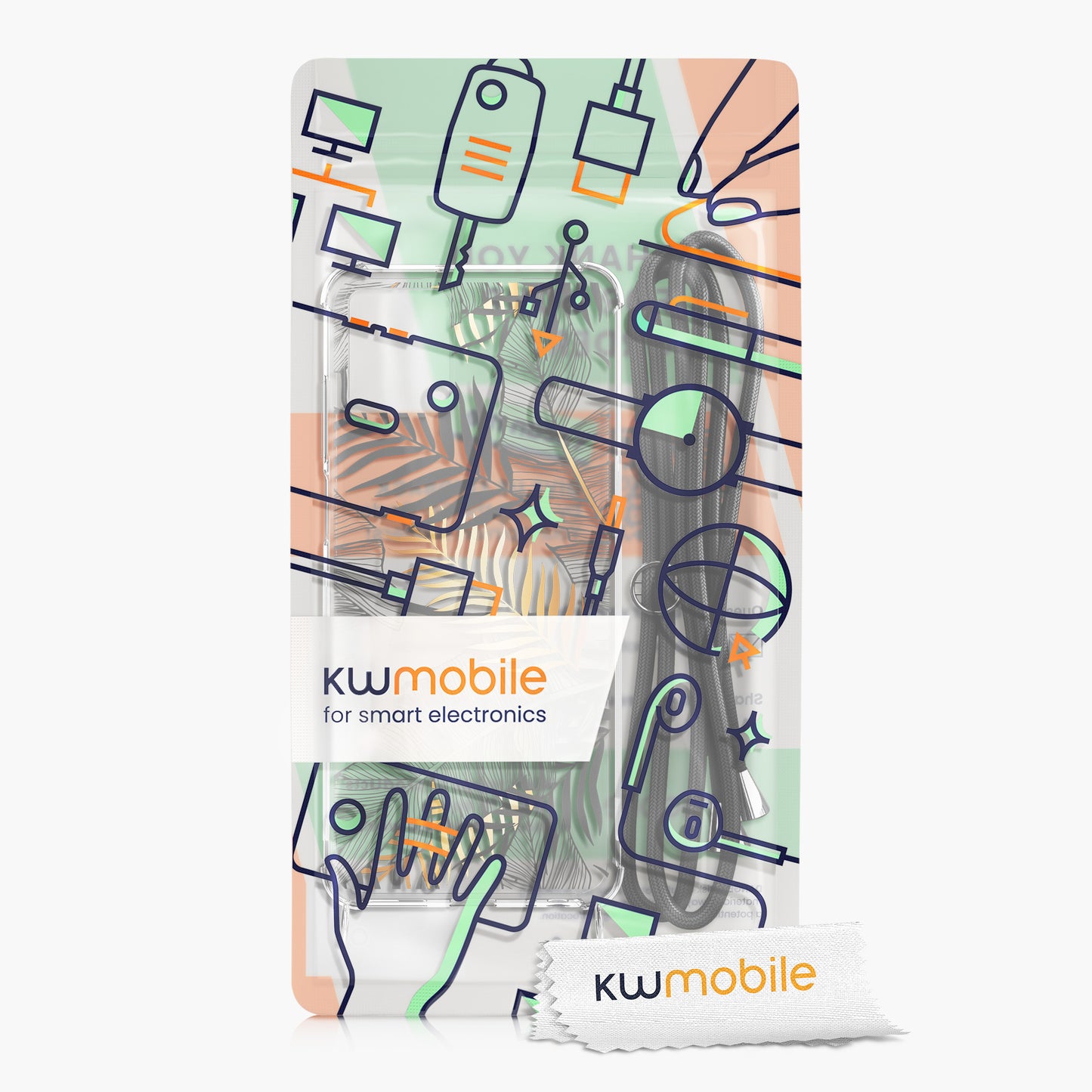 kwmobile Necklace Case compatible with Motorola Moto G32 Silicone Cover with Lanyard Transparent Jungle