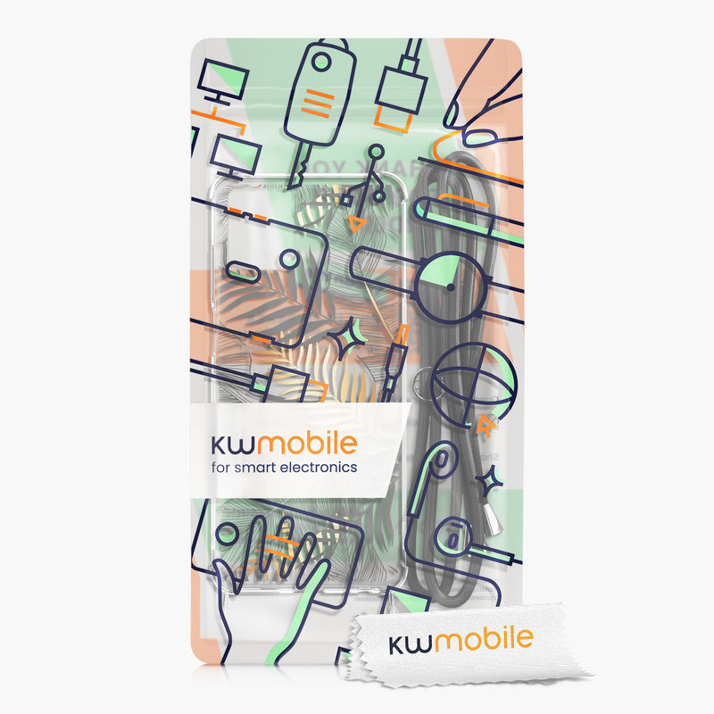 kwmobile Necklace Case compatible with Motorola Moto G32 Silicone Cover with Lanyard Transparent Jungle