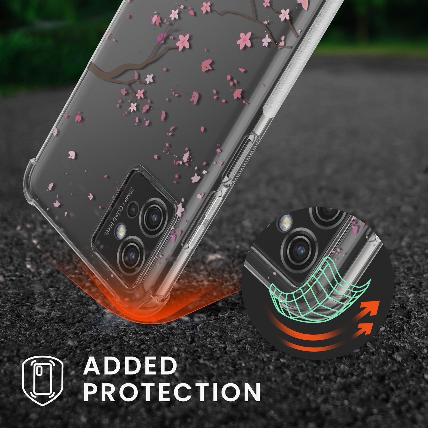 kwmobile Necklace Case compatible with Motorola Moto G32 Silicone Cover with Lanyard Transparent Jungle