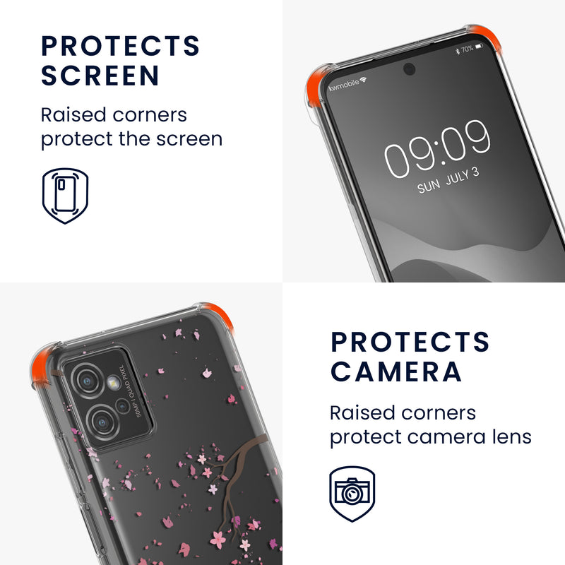 kwmobile Necklace Case compatible with Motorola Moto G32 Silicone Cover with Lanyard Transparent Jungle