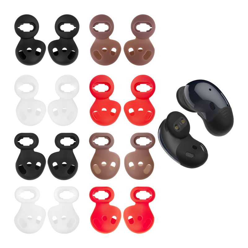 kwmobile 16x Ear Buds kompatibel mit Samsung Galaxy Buds Live - Size S und L - Silikon Ohrbügel Ohrstöpsel Zubehör - Bügel für In-Ear Kopfhörer - Schwarz Weiß Rot Braun Schwarz  [dsg01]