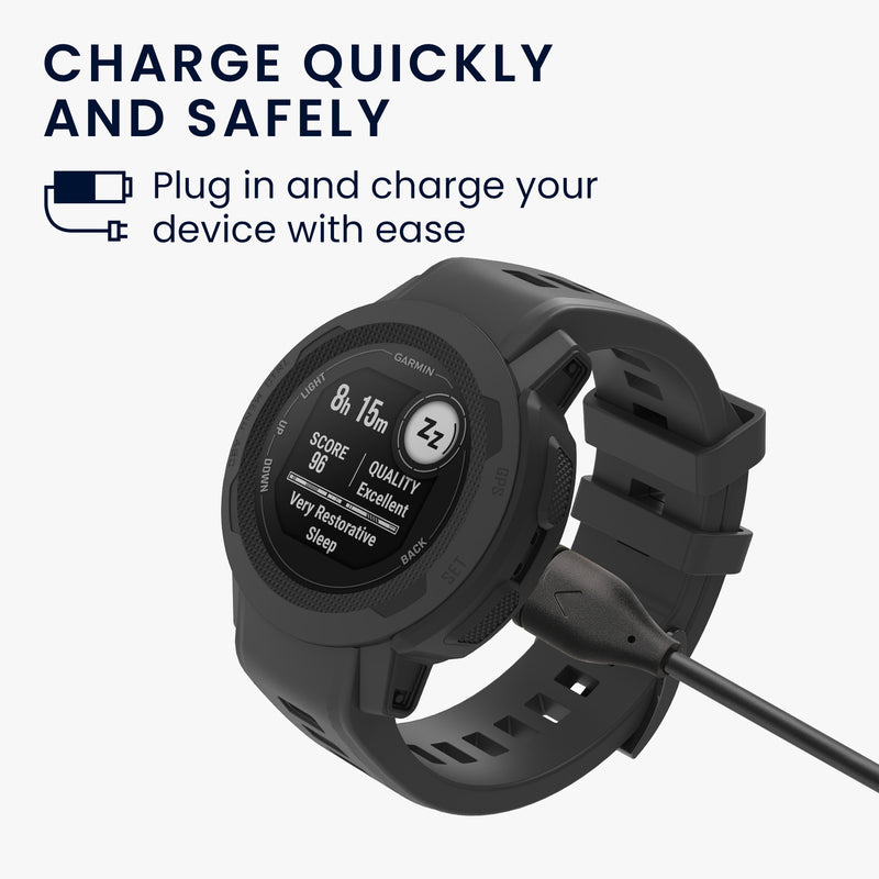 kwmobile USB Cable Charger compatible with Garmin Instinct 2 Solar / Instinct 2 / 2X / 2S / Crossover / Tide Charging Cable Smartwatch Replacement Cable Fitness Tracker Charging Cable