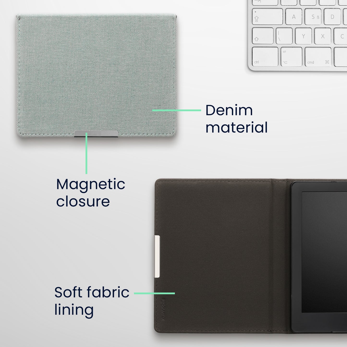 kwmobile Folding Case compatible with Kobo Aura H2O Edition 2 - e-Reader Protective Case - eReader Cover